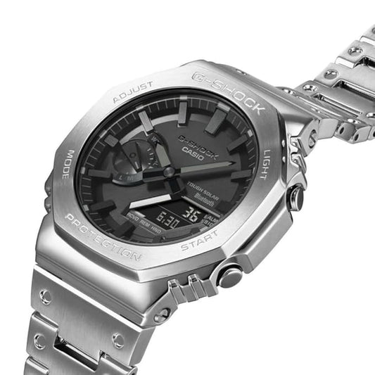 G Shock 2100 Full Metal | Dial Color: Black, Strap Color: Silver