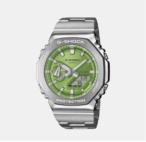 G Shock 2100 Full Metal |Light green Dial,Stainless Steel Strap