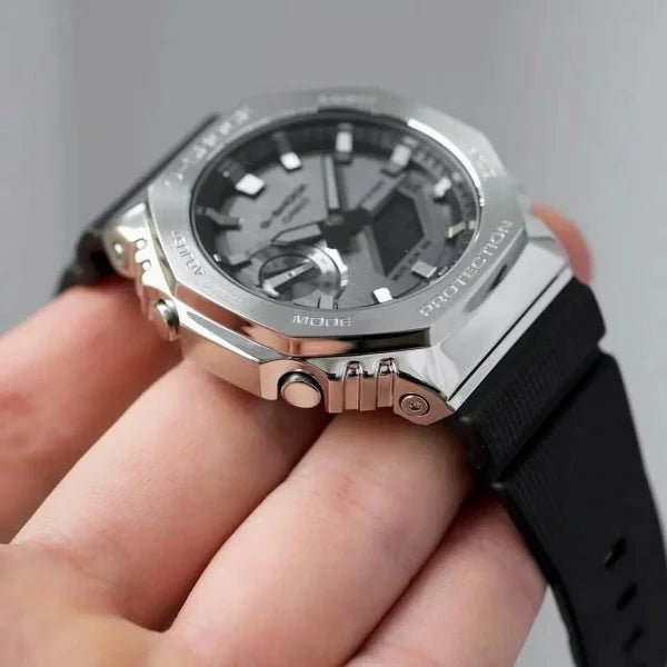 G-SHOCK-2100 METAL SILVER-BLACK